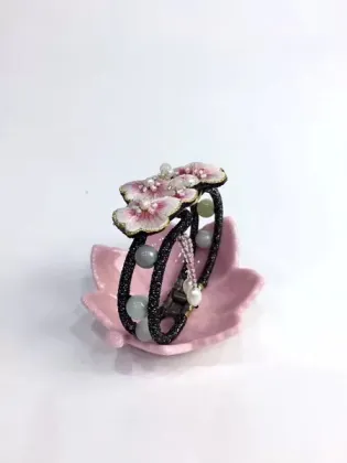 Hand Embroidered Bracelet Lotus