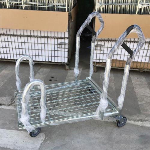 Heavy duty warehouse metal mesh furniture trolley