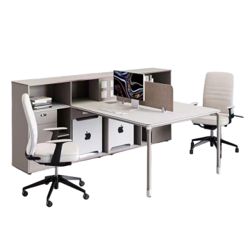 Modern 2-Person Office Desk with Partition
