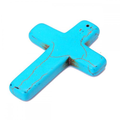 Cross Turquoise Stone Jewelry Pendant 55X40MM