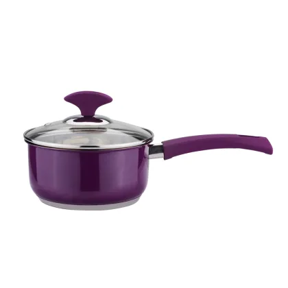 Purple color cookware set pot and saucepan set