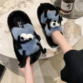 Lady plush big eyes slippers for outdoor wear