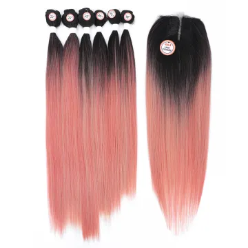 X-TRESS SPOT Beautiful Ombre Color Fiber Hair Bundles Full Head/Pack With Lace Front Closure Straight Synthetic Hair Extension
