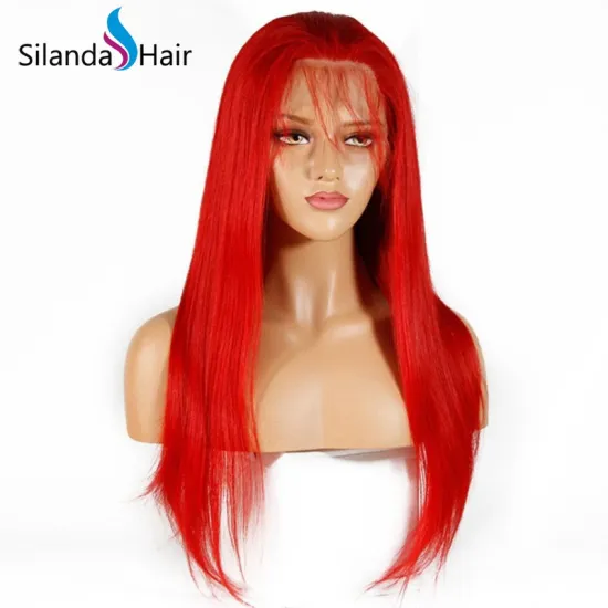 Silanda Hair Red Silky Straight Brazilian Remy Full Lace Human Hair Wigs