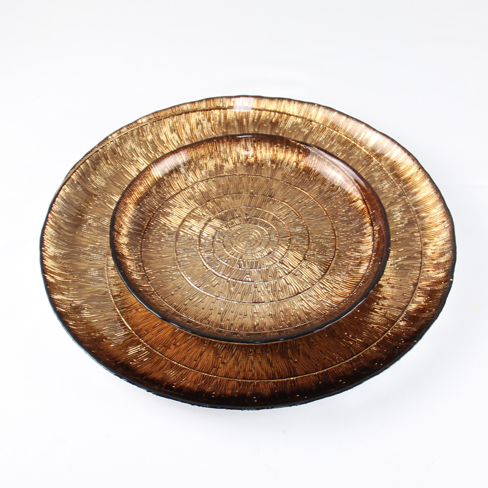 Copper Colored Glass Charger Plates