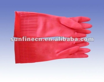 Lengthen household cleaning latex gloves/ long cuff warm latex kitchen glove/ big size rubber gloves