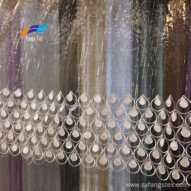 Fancy Embroideted Sheer Voile Window Curtain Fabric