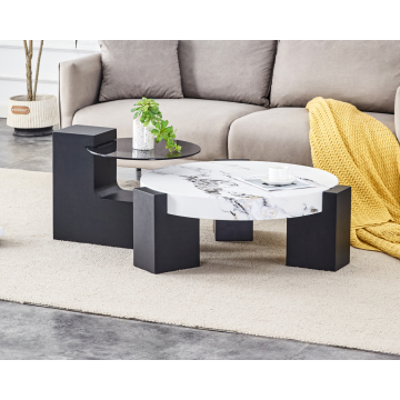 Modern Round Coffee Table with Glass Top