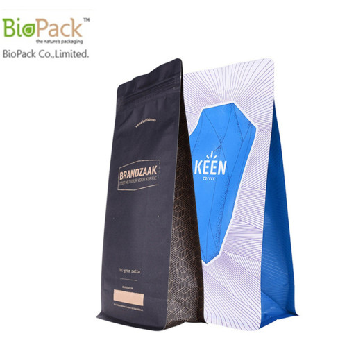 Compostable Cornstrach Plastic Square Bottom Stand Up Bag Custom Prirnting With Ziplock On Top