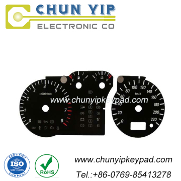 2D PC combined auto dials membrane graphic overlay panel manufacturer