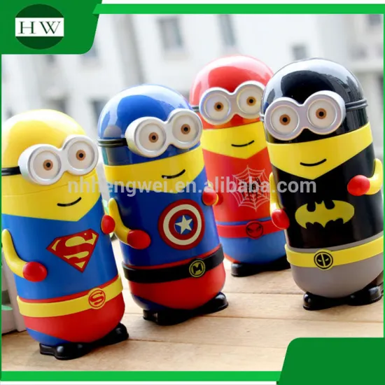 double walled cartoon minions stainless steel vacuum tube sealed travel drinking water bottle mug cup