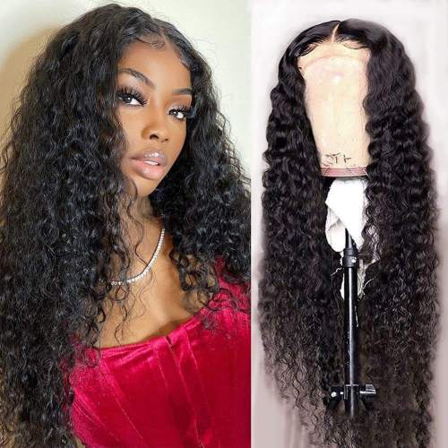 Unprocalessed 4x4 ti ko ni opin wigs Peruvian Peruvian Iru omi bibajẹ Rebmy Win Fun Black Orun