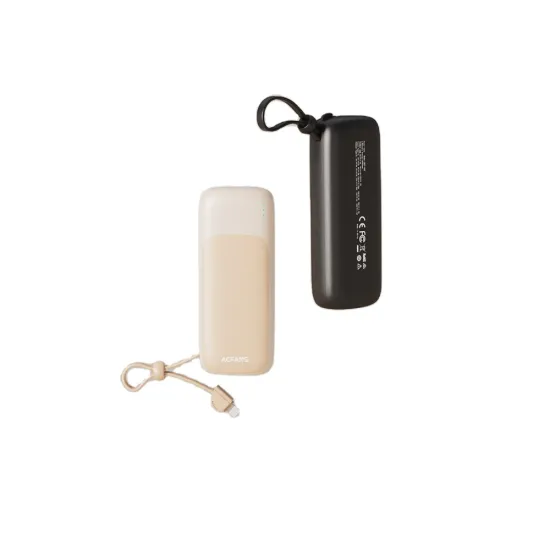 Reddot Winner 10000mAh 30W Mini Power Bank with Li-cell, LED Display, and Built-in Cables