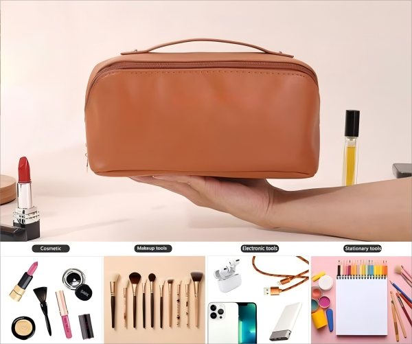PU Cosmetic Bag with Multiple Compartments