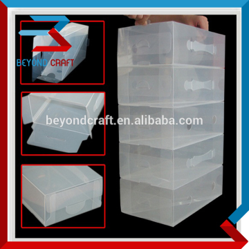 Home packaging box crystal clear plastic shoe boxes with dividers