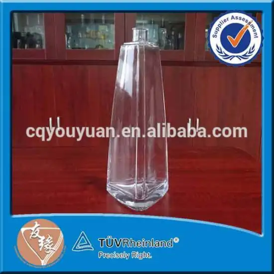 Extra flint soda-lime glass 700ml cork top vodka triangle shaped bottles