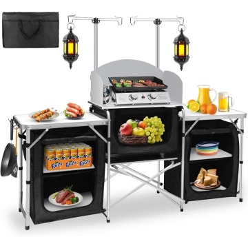 Portable Outdoor Foldable Cooking Station with Storage: The Ultimate Amazon Hot-Selling Camping Kitchen Table