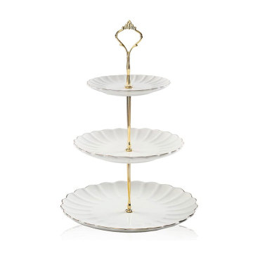 3 -lagen keramische cake -standaard voor bruiloft porseleinen dessert serveerschotels in bulk