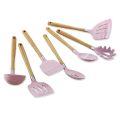 Ustensile en silicone 7PCS avec manche en bois de hêtre