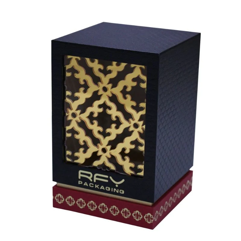 Boîte-cadeau d'emballage de parfum personnalisé Boîte cadeau de bougie noire élégante avec logo en feuille d'or Boîte de logo imprimé personnalisé Boîte en carton