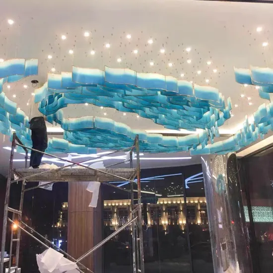 Customizable Large Hotel Lobby Blue Glass Chandelier Light for Ceiling Decoration