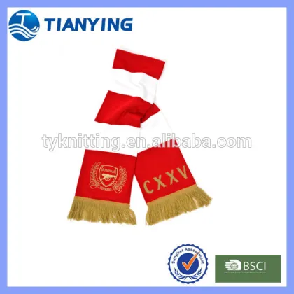 golden tassels jacquard knitted football fan muffler