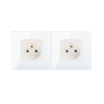 Bingpelec 16A French CE Standard Brass Child Safety Wall Socket with 4mm Thick Glass