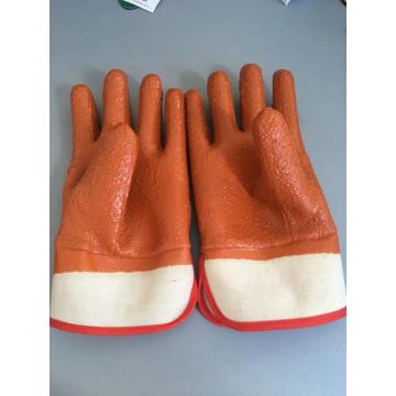 Brown PVC Acabado de arena Guantes de Guantes de Seguridad