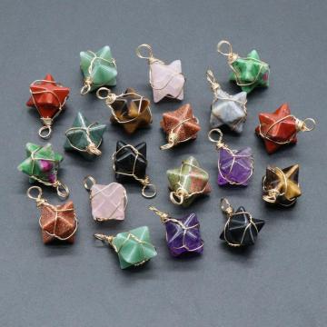 Black Obsidian Merkaba Star Pendants for Necklace Jewelry