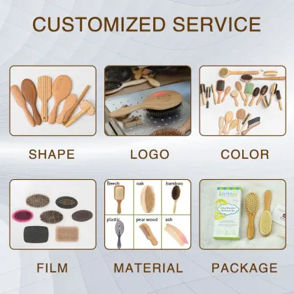 Custom Logo Gua Sha Wooden Comb 100% Natural Wood Handle