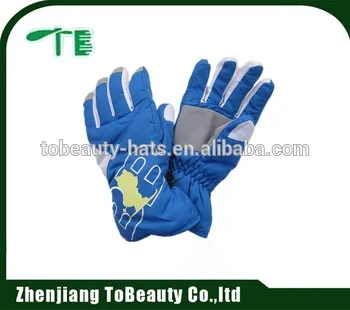 blue ski gloves