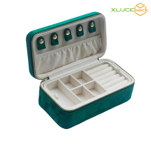 Velvet Travel Portable Jewelry Organizer Case with Zipper