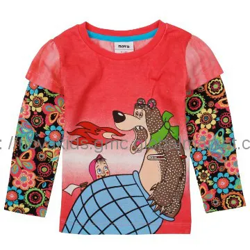 nova kids girl long sleeve t shirt clothing with masha cartoon print