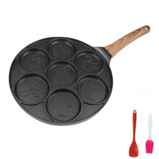 Smiley Face Pancake Pan: Non-Stick 7-Piece Set with 3 Unique Flapjack Faces