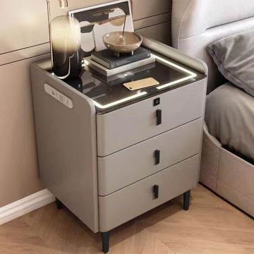 Smart Bedside Table with Wireless Charging, Bluetooth Speaker, and Fingerprint Lock