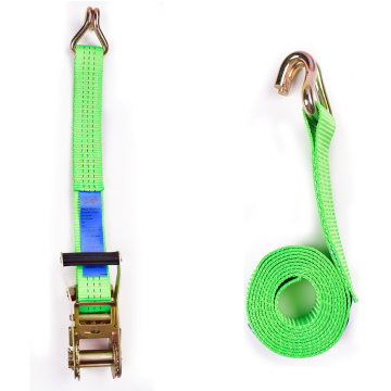 1.5" 3000kg 38mm Plastic Handle Ratchet Buckle Polyester Webbing Belt Strap With 1.5 Inch Double J Hooks