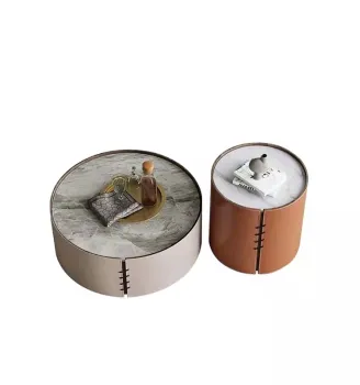 Foshan Manufacturer Special: Sintered Stone Top and Bycast Leather Base Coffee Table