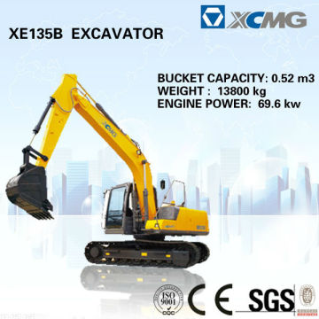 XCMG excavator XE135B(Bucket Capacity: 0.52m3, Operating Weight: 13800kg) of hydraulic excavator