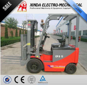 YTO Forklift 1.5ton Battery electro Forklift Truck stacker CPD15