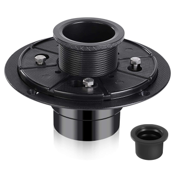 Adjustable Shower Drain Base Flange Kit: 2-inch ABS Base with Rubber Gasket for No Hub Linear/Square Drains