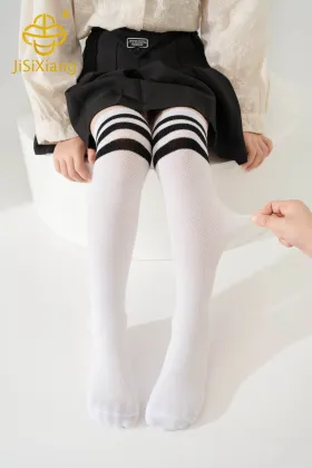 Girls' White Long Knee Over Sports Socks