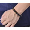 Bracelet de perles tissé en pierre d&#39;agate noire naturelle alphabet anglais logo Bracelet charmant cadeau de lettrage de couple