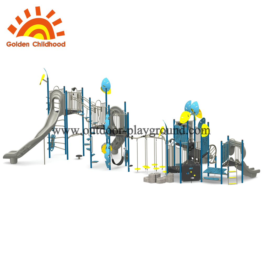Bule And Yellow Slide Combination Outdoor Playground Equipment