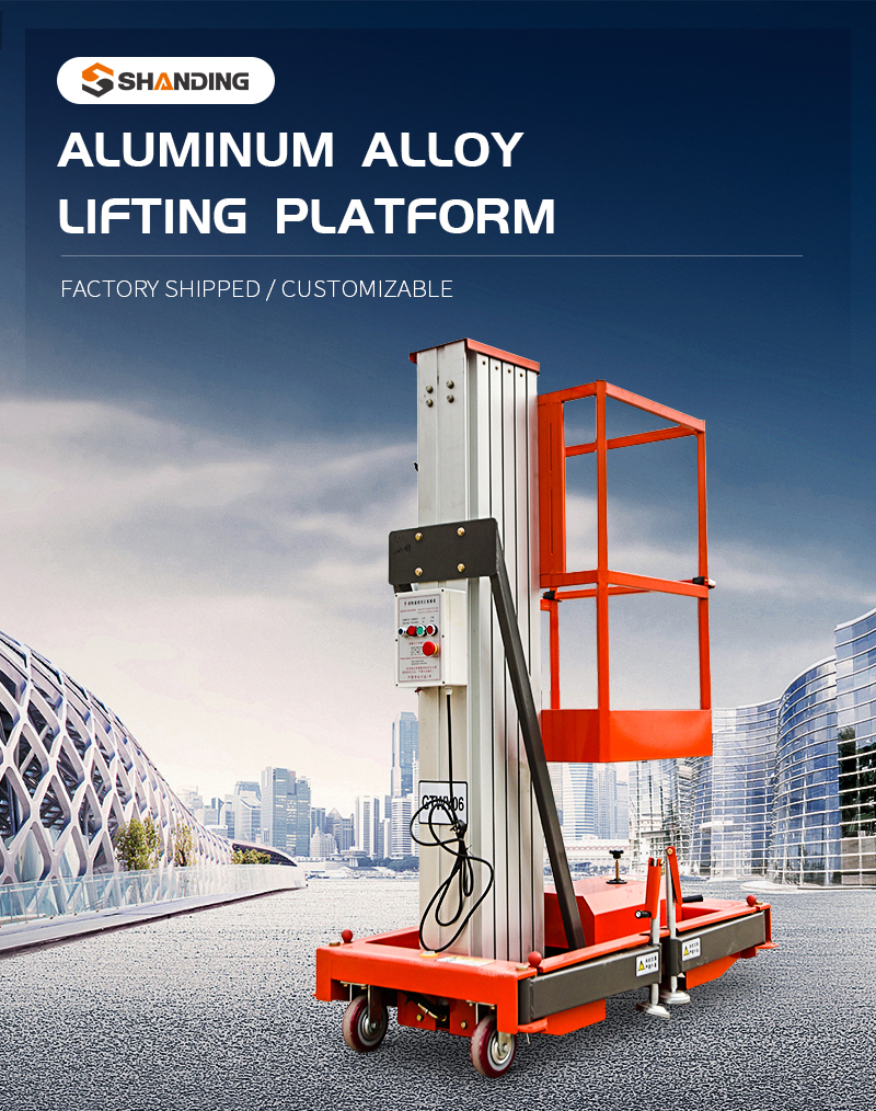 Single column aluminium alloy lifting platform