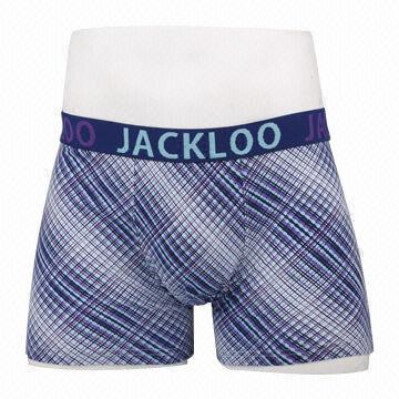Boy's boxer shorts, plaid print fully with logo jacquard waistband with logo, sweat-wicking