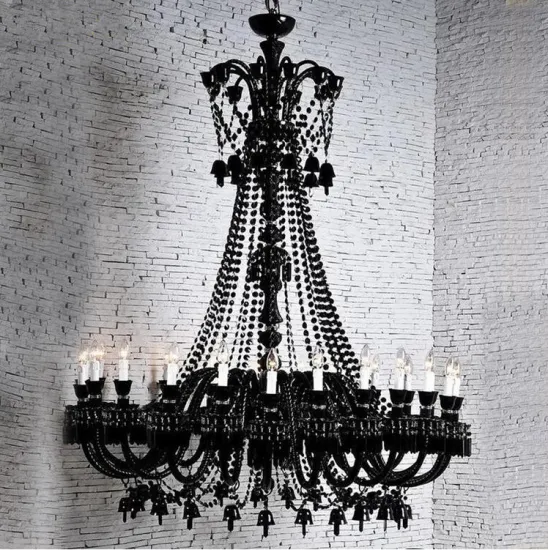 Luxury Black Hanging Candlelight Crystal Chandelier for Modern Hotel Wedding Auditorium