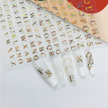 Laser Gold und Silber 3D Nail Art Sticker mit Liebesherzendesign für DIY -Nageldekoration