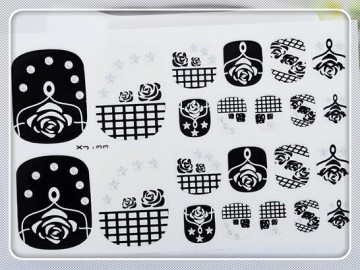 Fashion eco friendly balck white color matellic toe glitter art Nails sticker