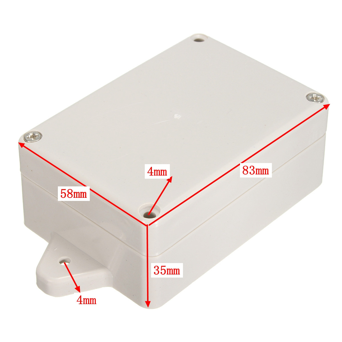 1pcs Plastic Waterproof Cover Project Electronic Instrument Case Enclosure Box 83 x58 x35 mm White