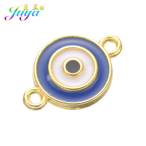 Juya 20pcs/lot Wholesale Enamel Charms Supplies Greek Evil Eye Charms Connector Accessories For Handmade Turkish Jewelry Making